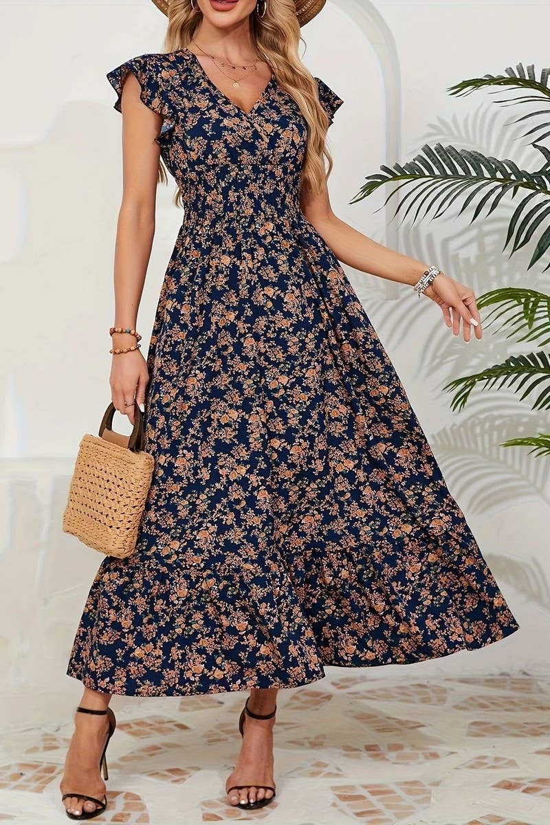 FRENCH STYLE FLORAL DRESS