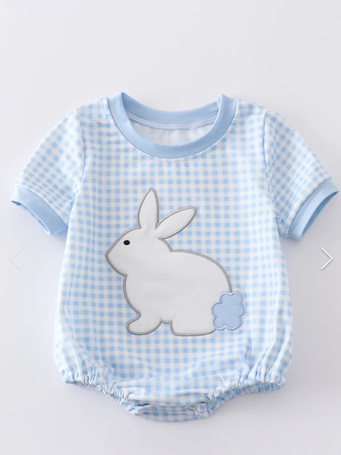 Blue plaid Easter Bunny Appliqué Boy Bubble