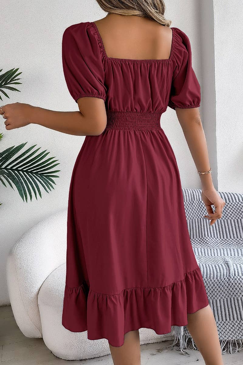SQUARE NECK MIDI DRESS