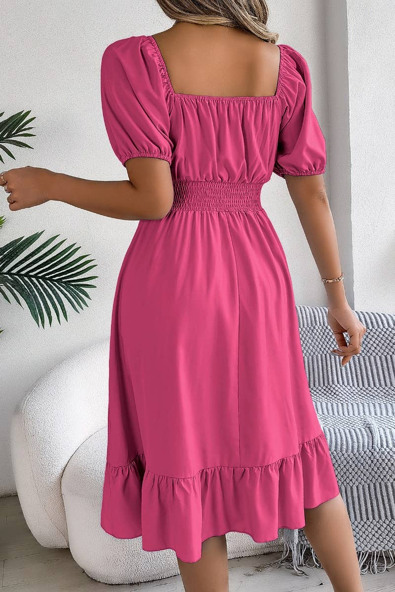 SQUARE NECK MIDI DRESS