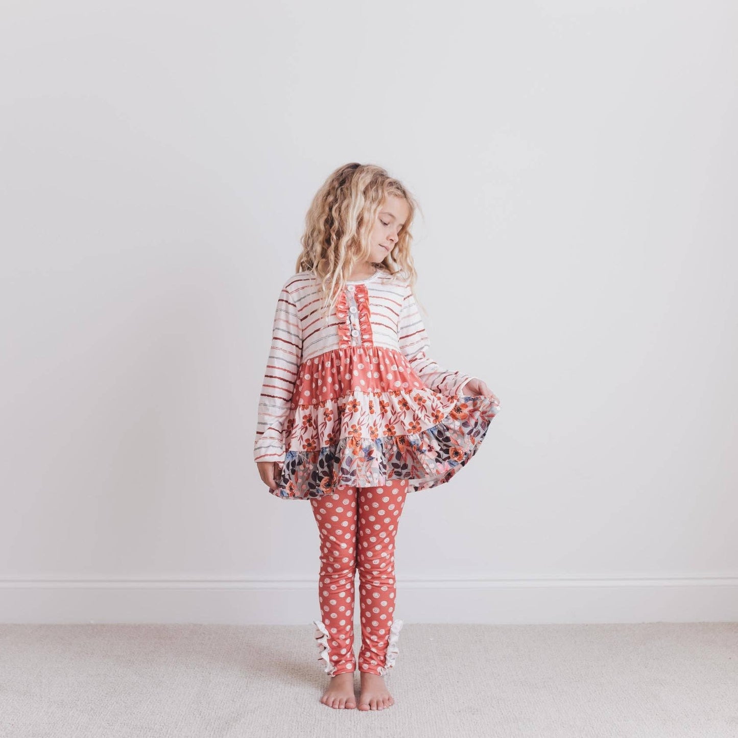 Girls Tiered Ruffle Legging Set