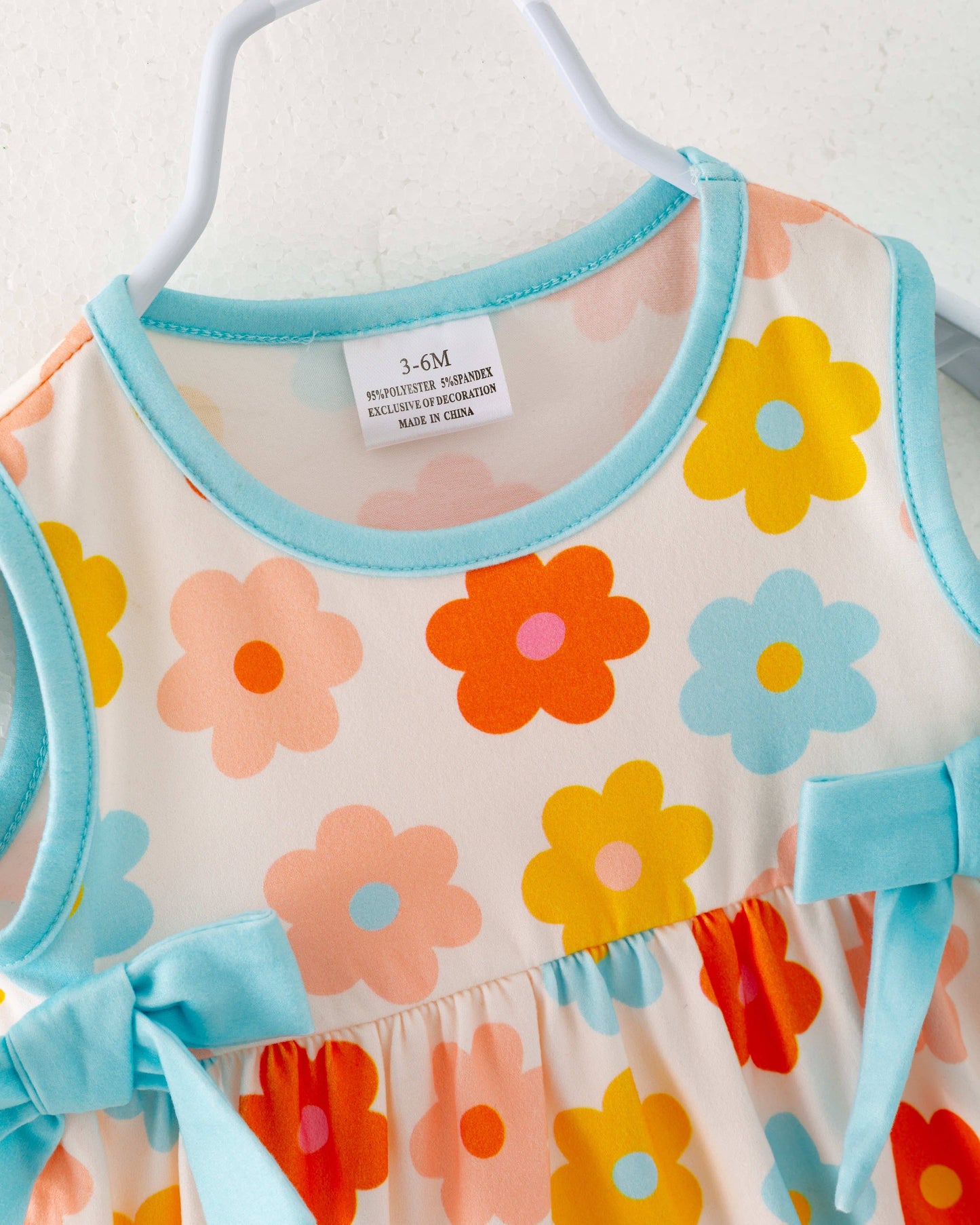 Multicolor Retro Flower Baby Girl Romper