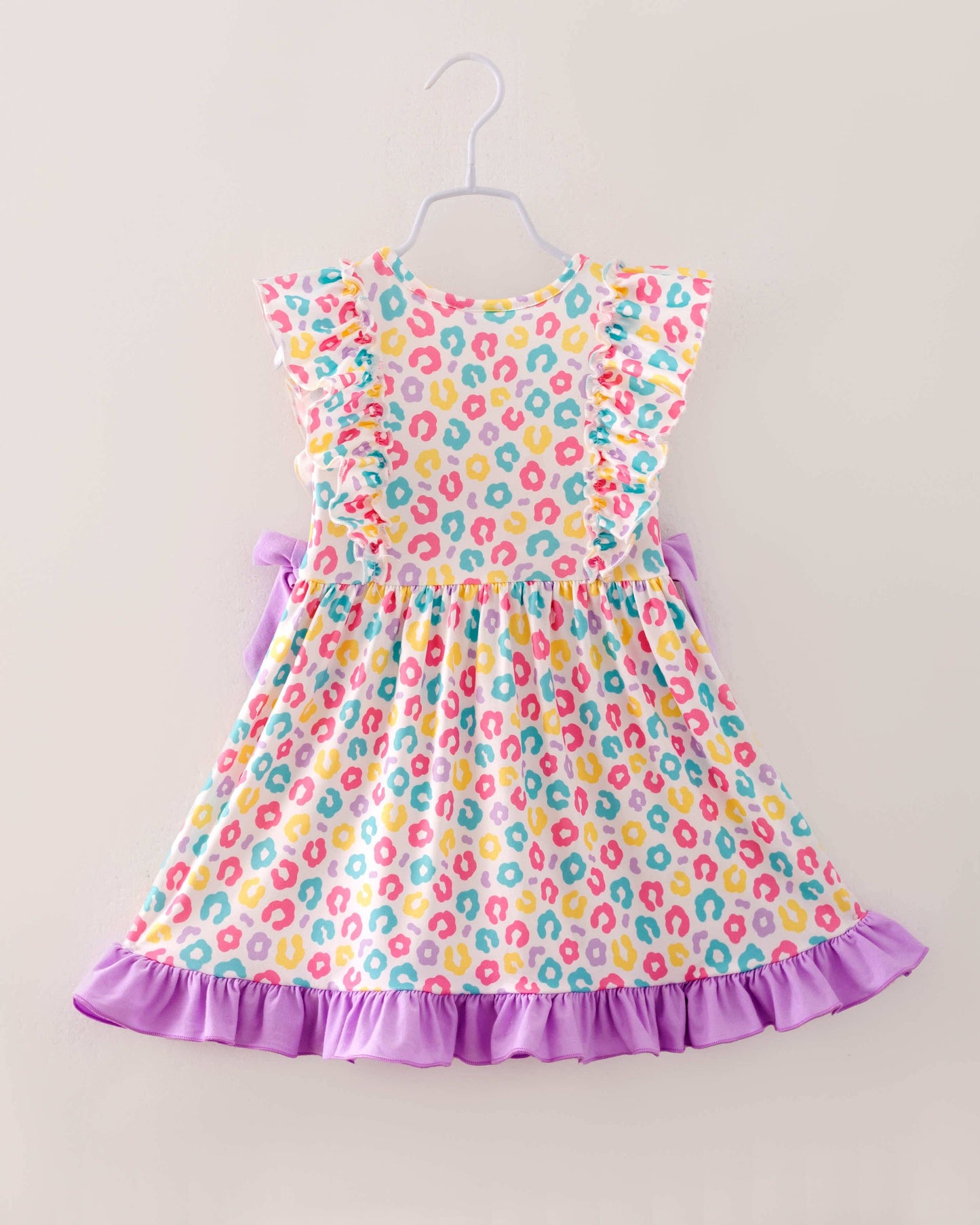Easter Purple Blue Leopard Rabbit Bunny Ruffle Girl Dress