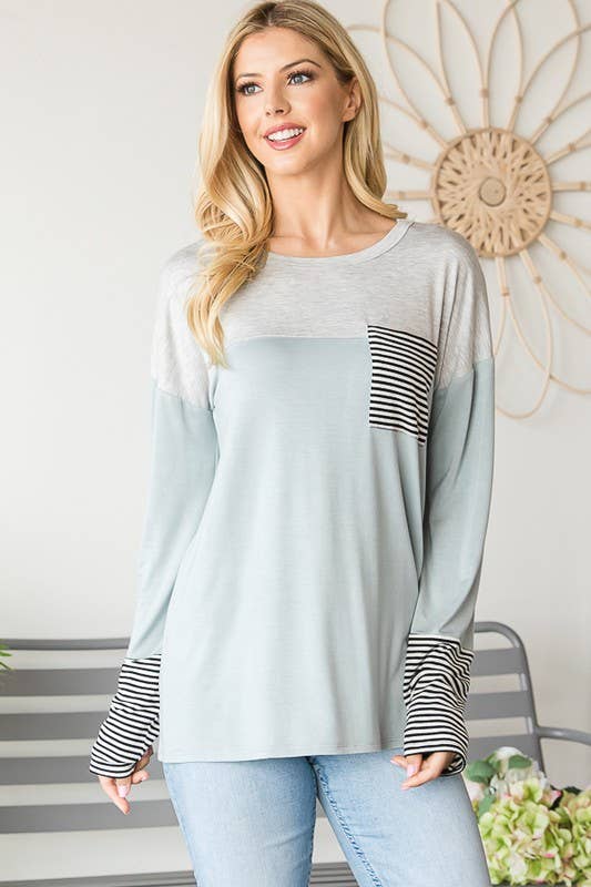 DUSTY MINT SOLID COLOR BLOCK TOP