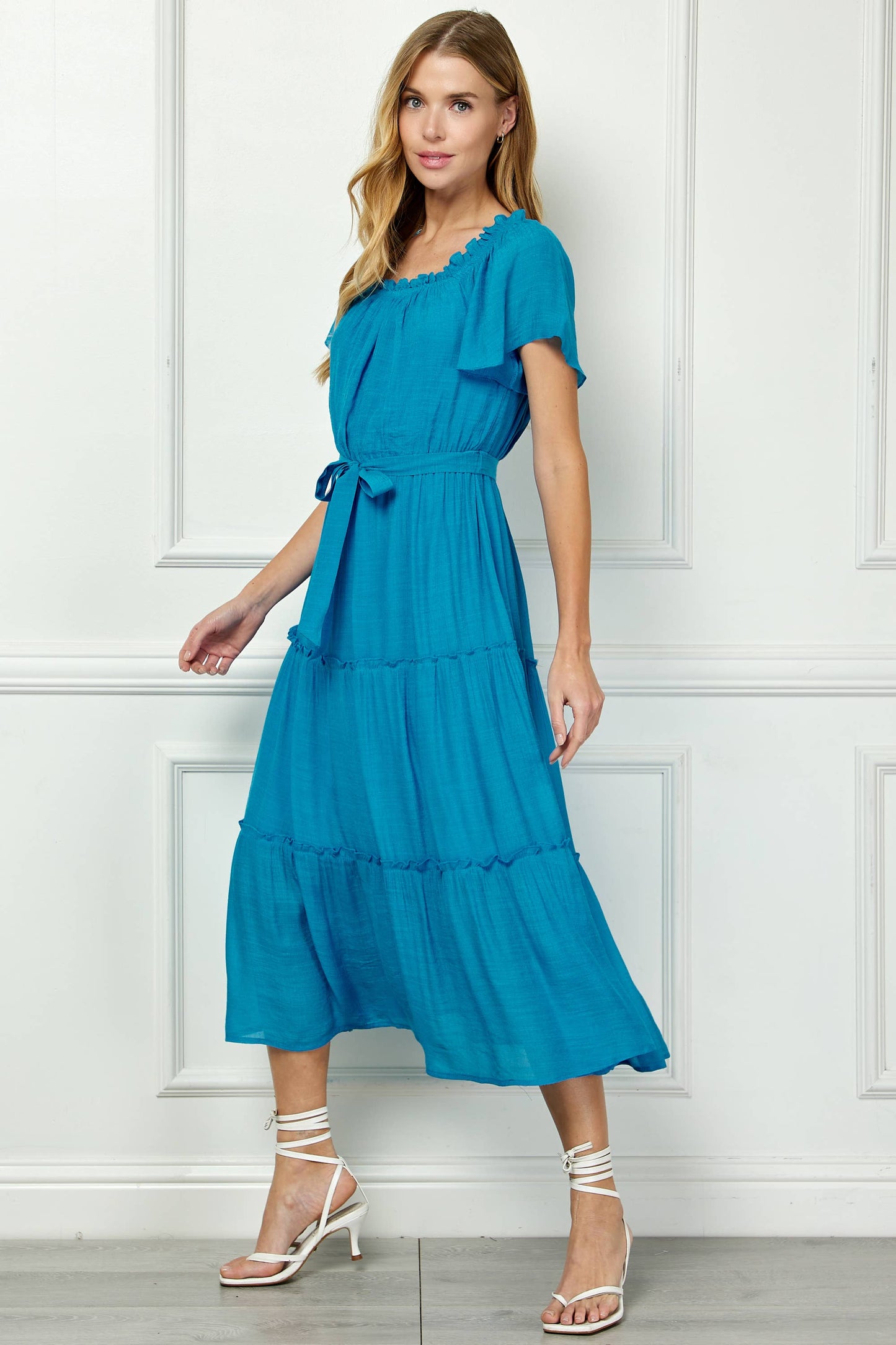 RUFFLE TIERED CROPPED MAXI WITH LINING