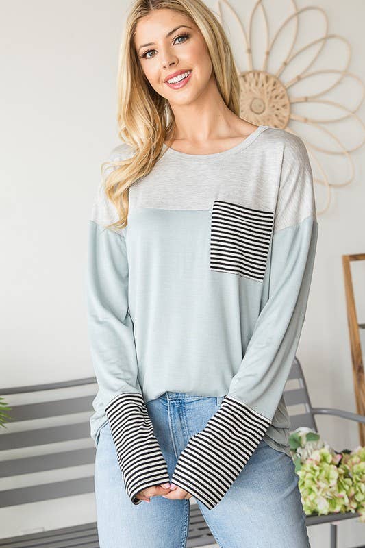 DUSTY MINT SOLID COLOR BLOCK TOP