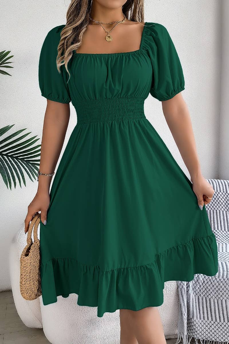 SQUARE NECK MIDI DRESS