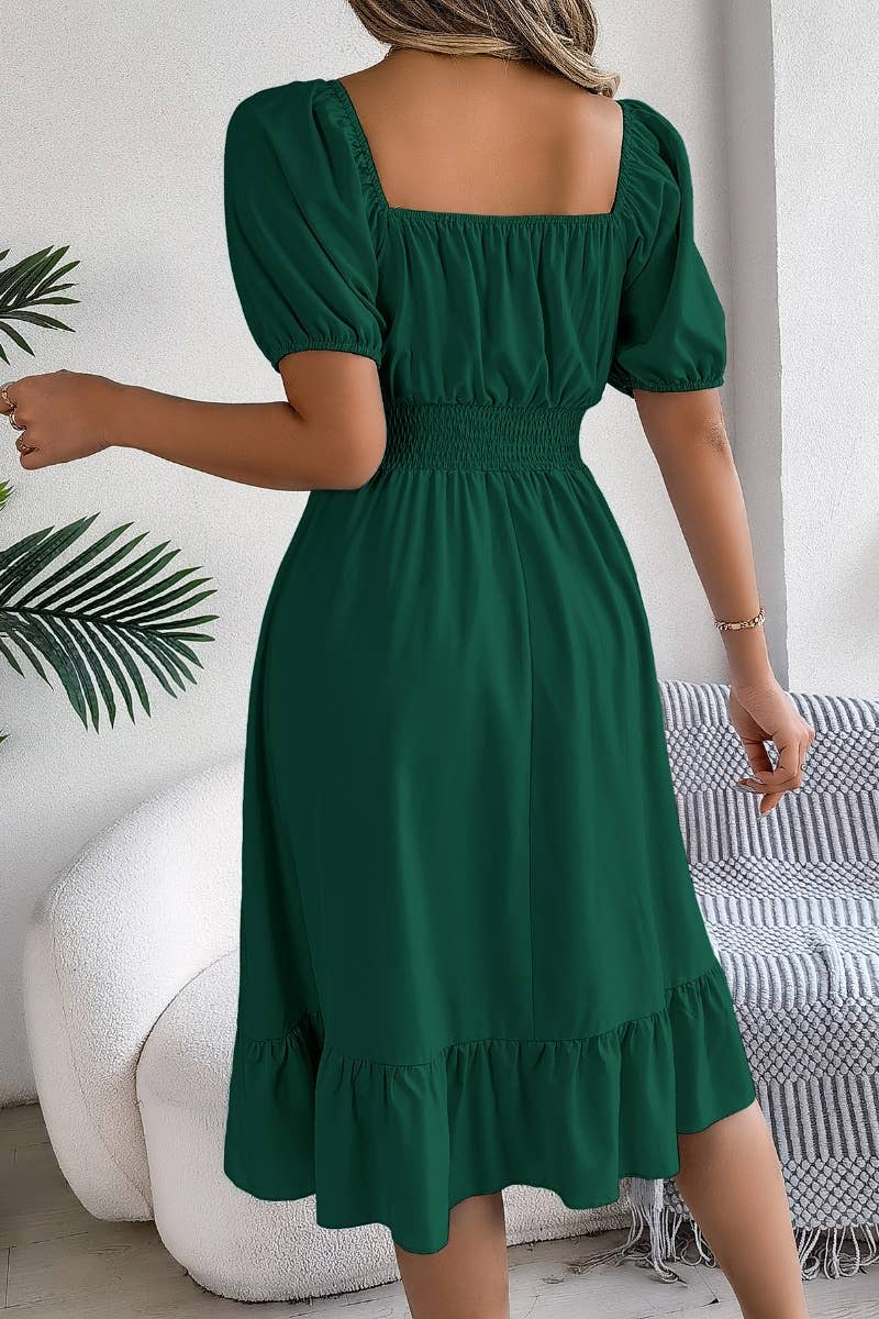 SQUARE NECK MIDI DRESS