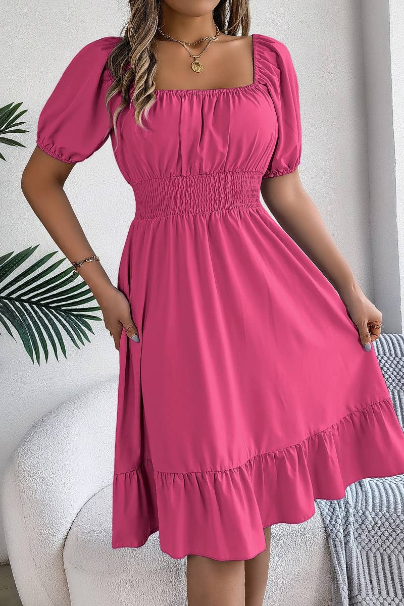 SQUARE NECK MIDI DRESS