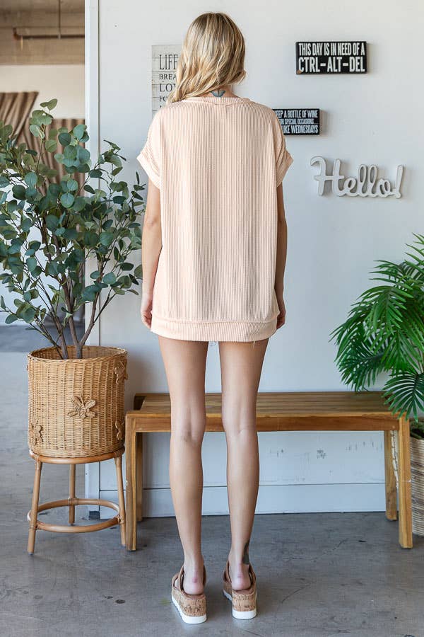 Patchwork Detail Rib Knit Top