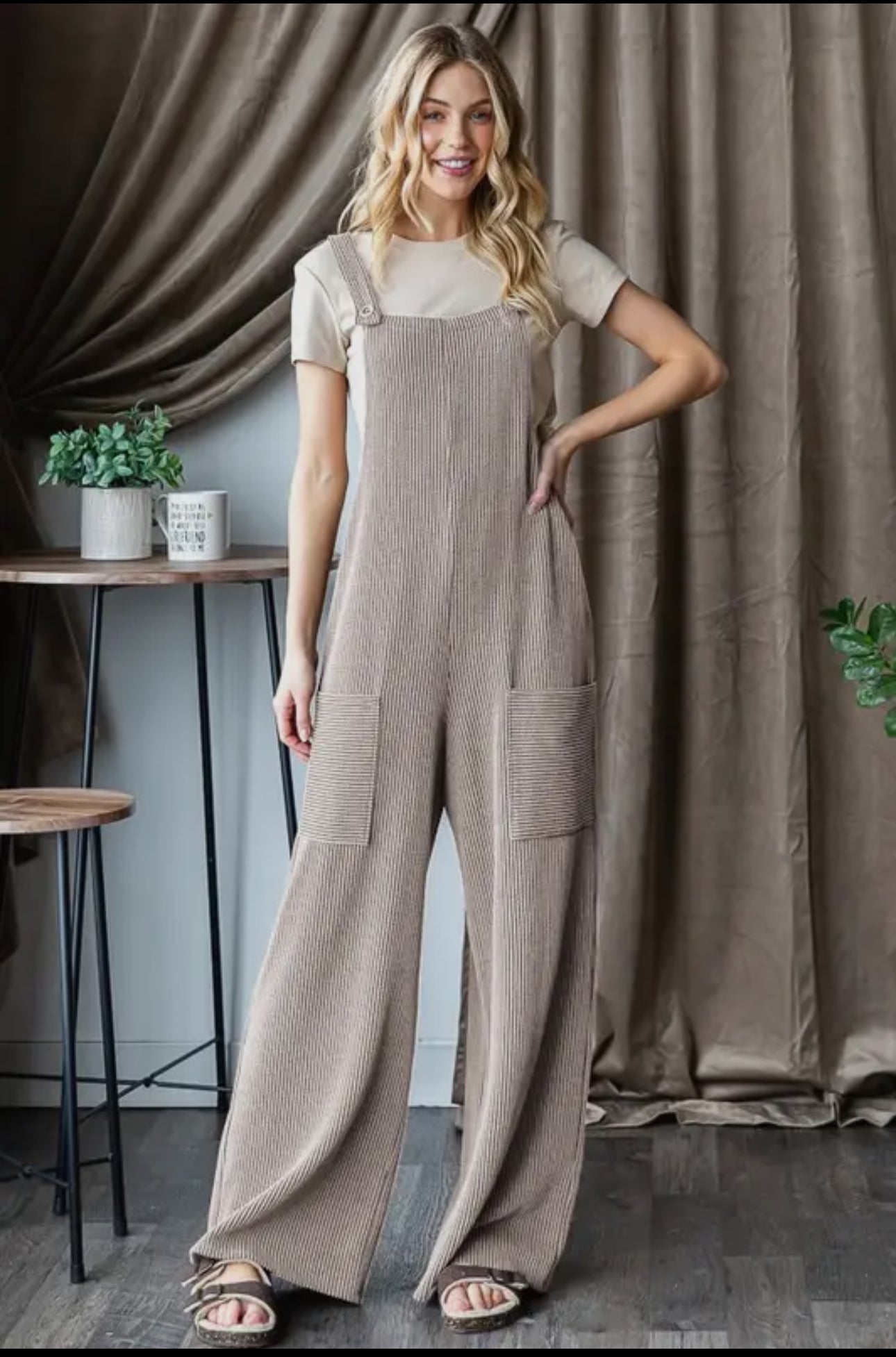 SOLID URBAN RIBBED JUMPSUITS