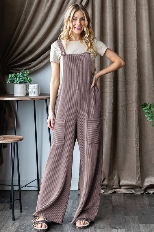 SOLID URBAN RIBBED JUMPSUITS