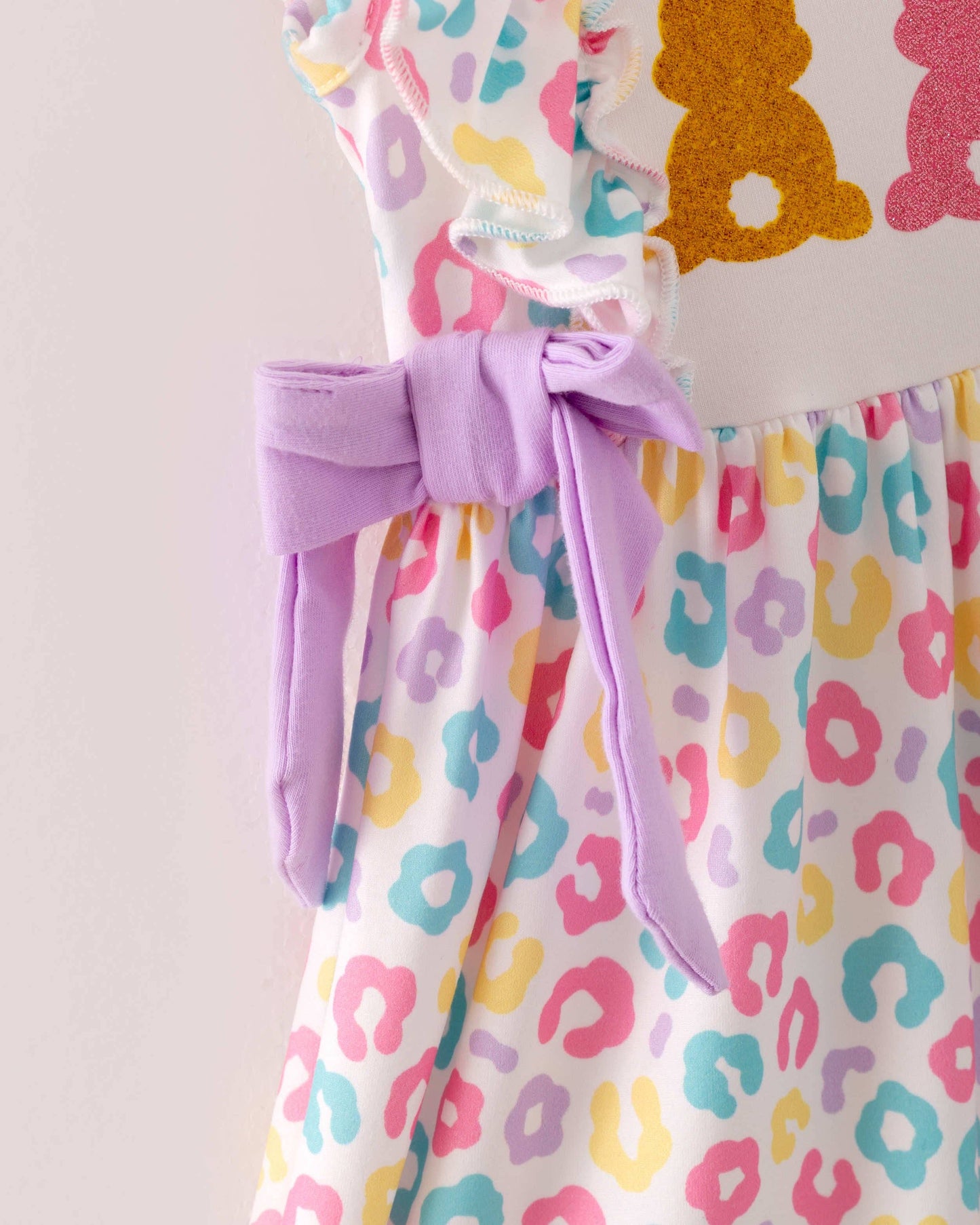 Easter Purple Blue Leopard Rabbit Bunny Ruffle Girl Dress