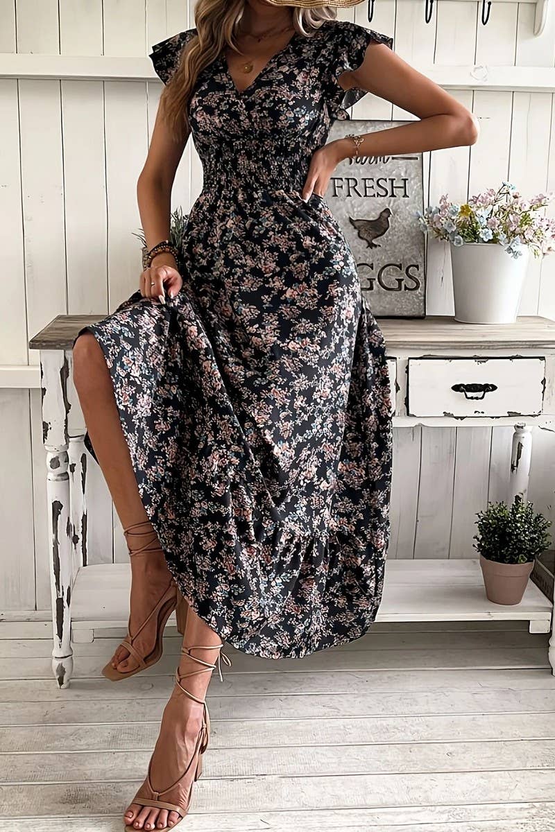 FRENCH STYLE FLORAL DRESS