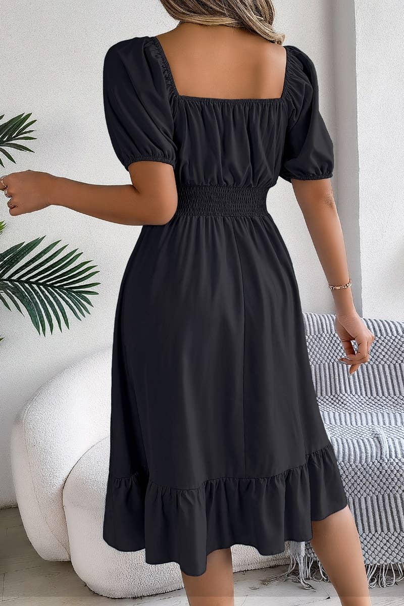 SQUARE NECK MIDI DRESS