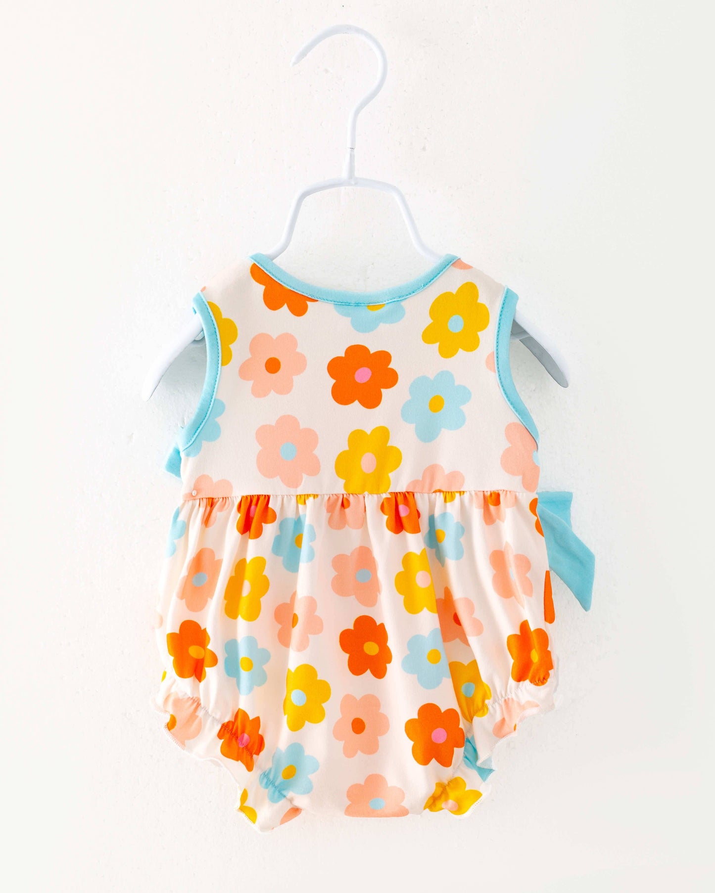 Multicolor Retro Flower Baby Girl Romper