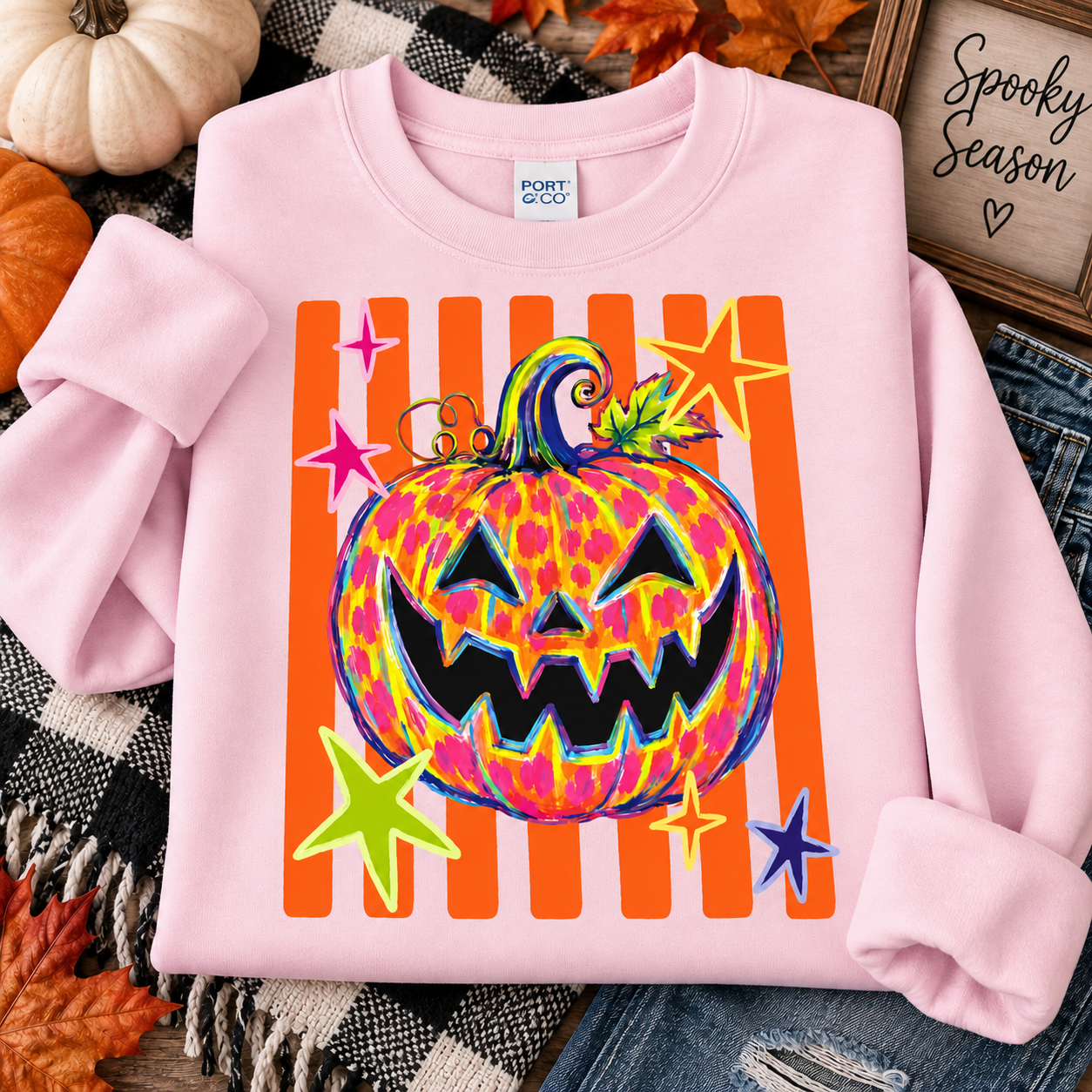 Colorful Jack-O-Lantern Crewneck Sweatshirt