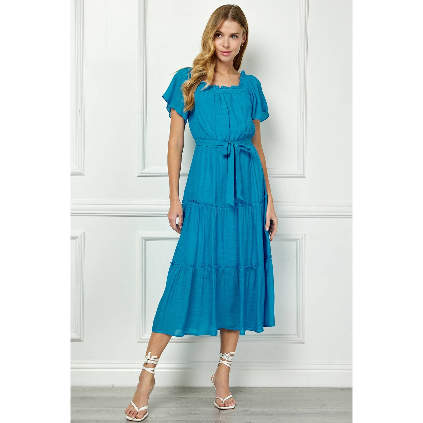 RUFFLE TIERED CROPPED MAXI WITH LINING