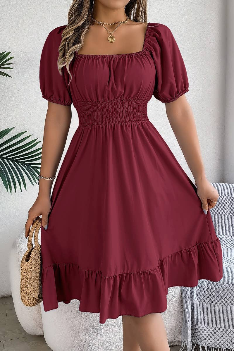 SQUARE NECK MIDI DRESS