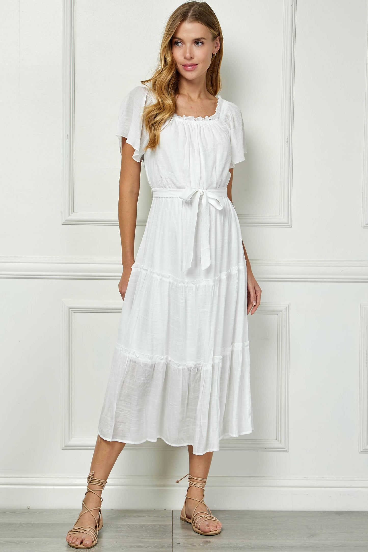 RUFFLE TIERED CROPPED MAXI WITH LINING