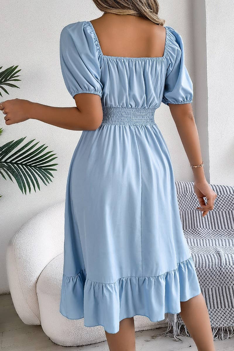 SQUARE NECK MIDI DRESS