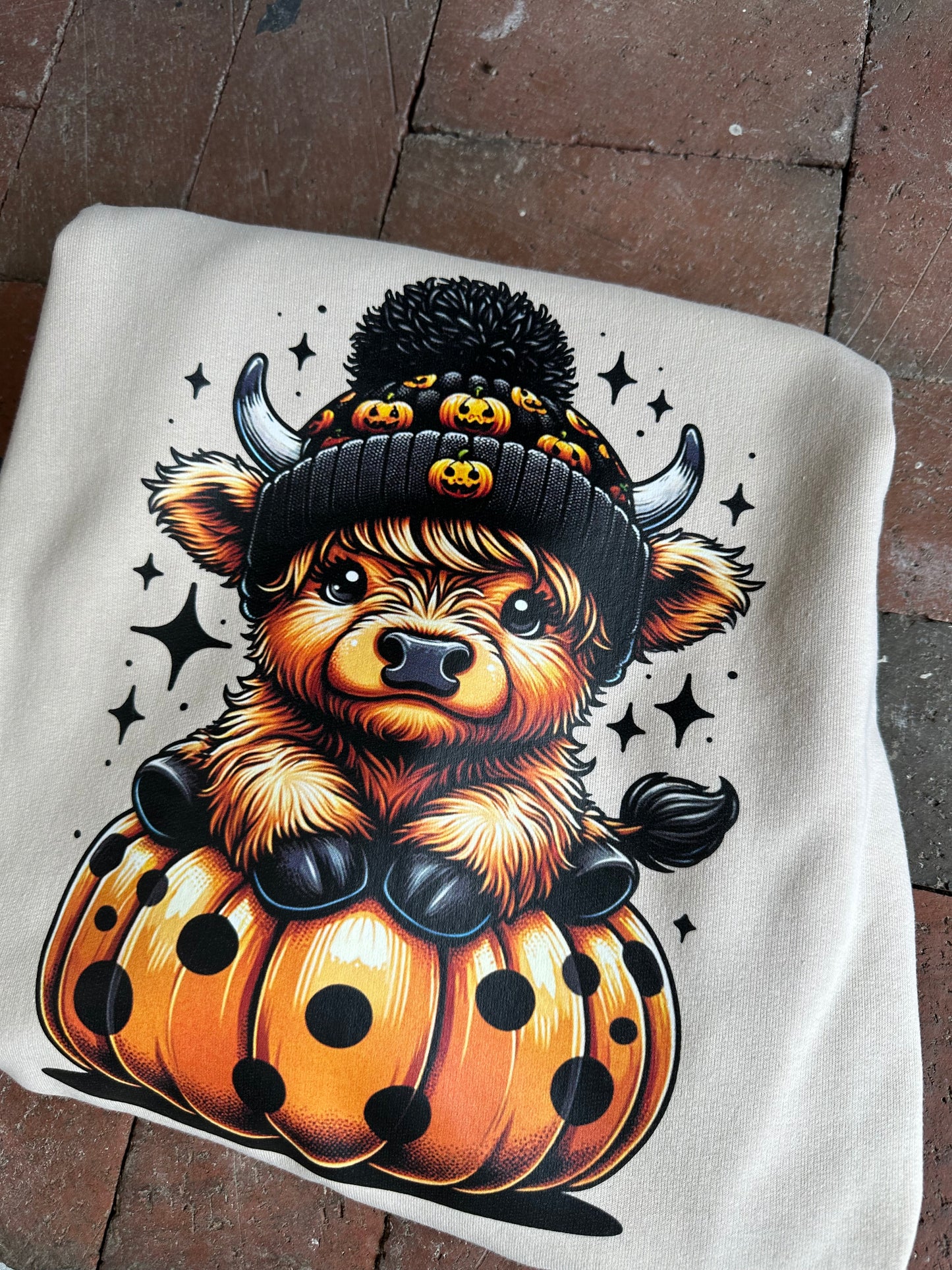 Highland Cow Pumpkin Crewneck Sweatshirt