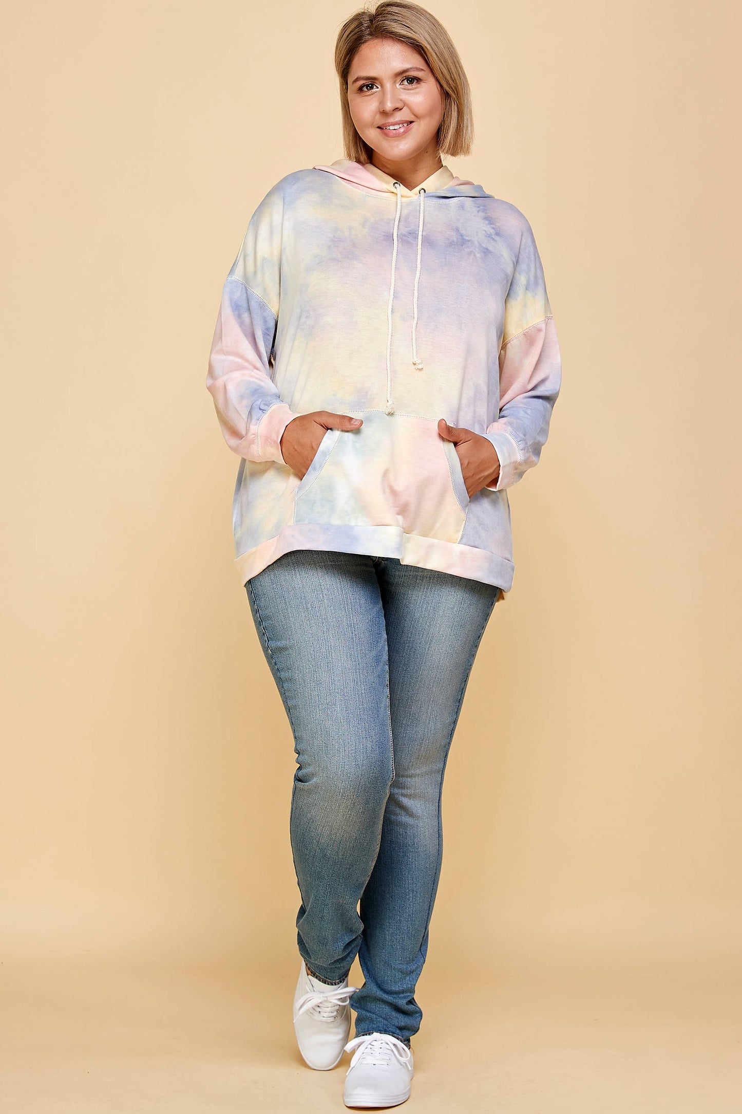 PLUS SIZE SORBET TIE DYE HOODIE