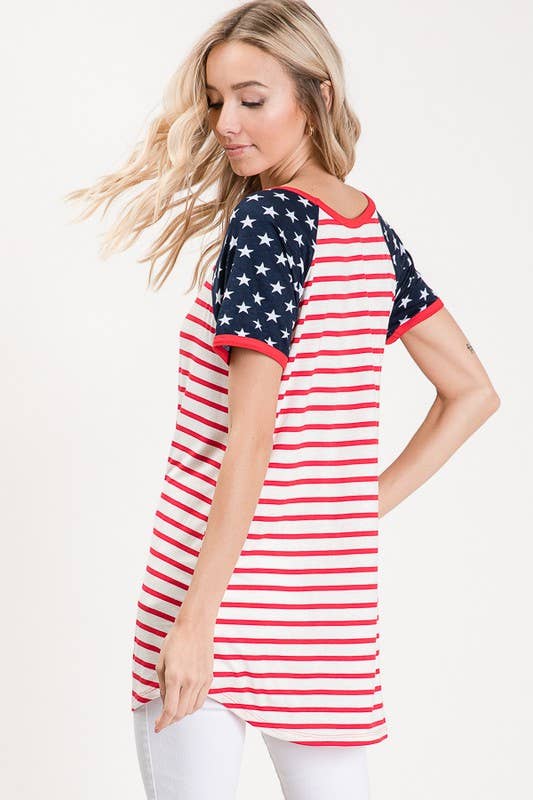 RED STRIPE AND STAR TOP