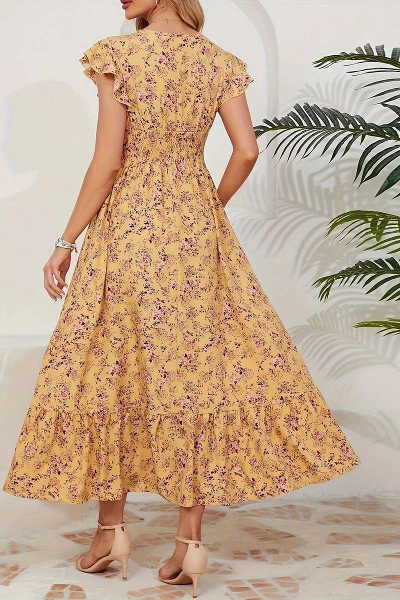 FRENCH STYLE FLORAL DRESS