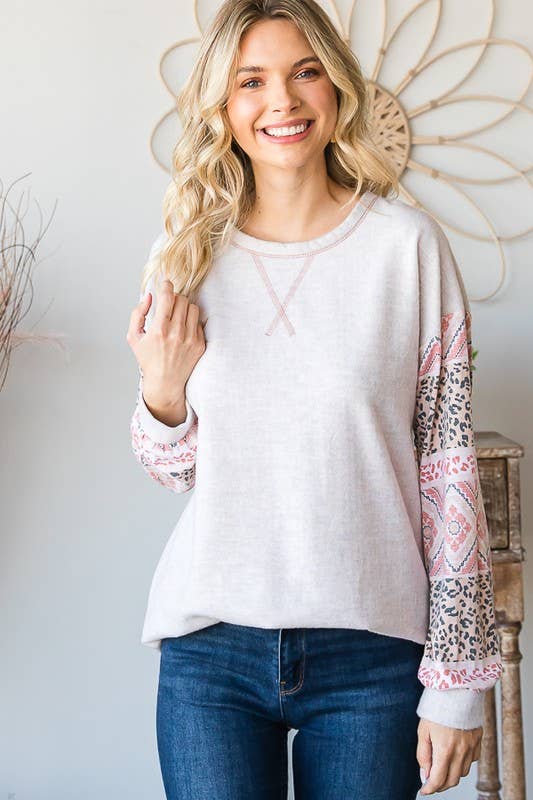 PLUS SIZE PUFF SLEEVE SOLID, ANIMAL AND AZTEC TOP