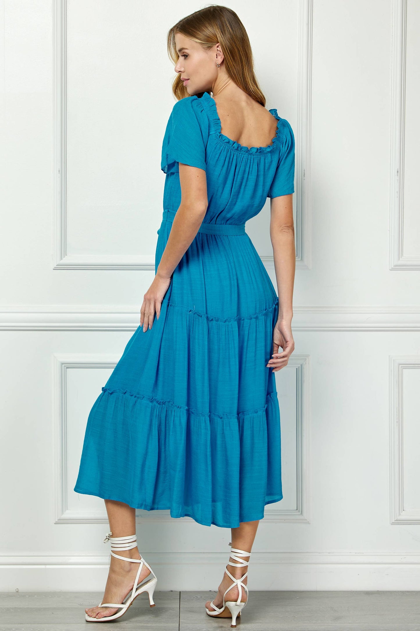 RUFFLE TIERED CROPPED MAXI WITH LINING