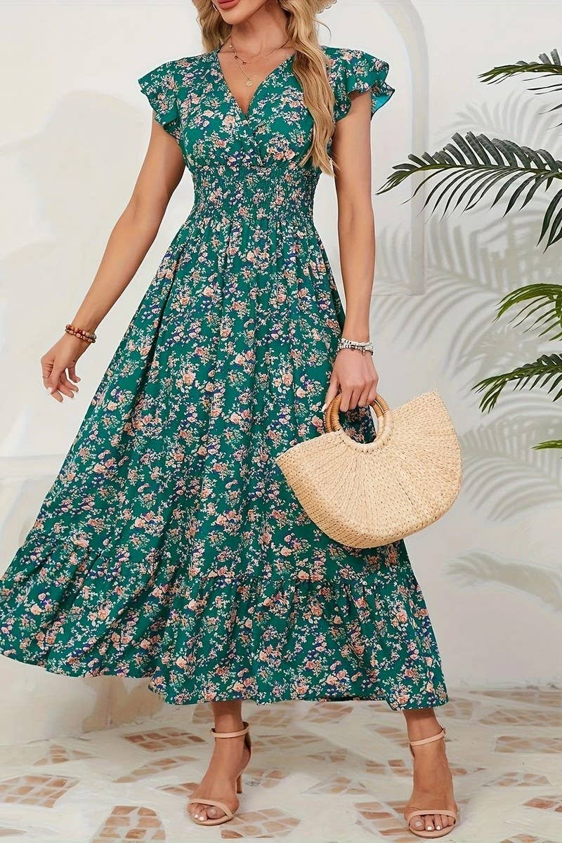 FRENCH STYLE FLORAL DRESS