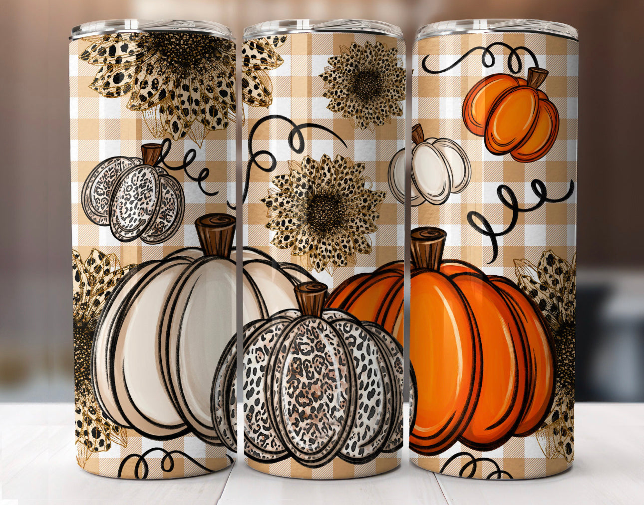 20oz. Tumbler three fall pumpkins