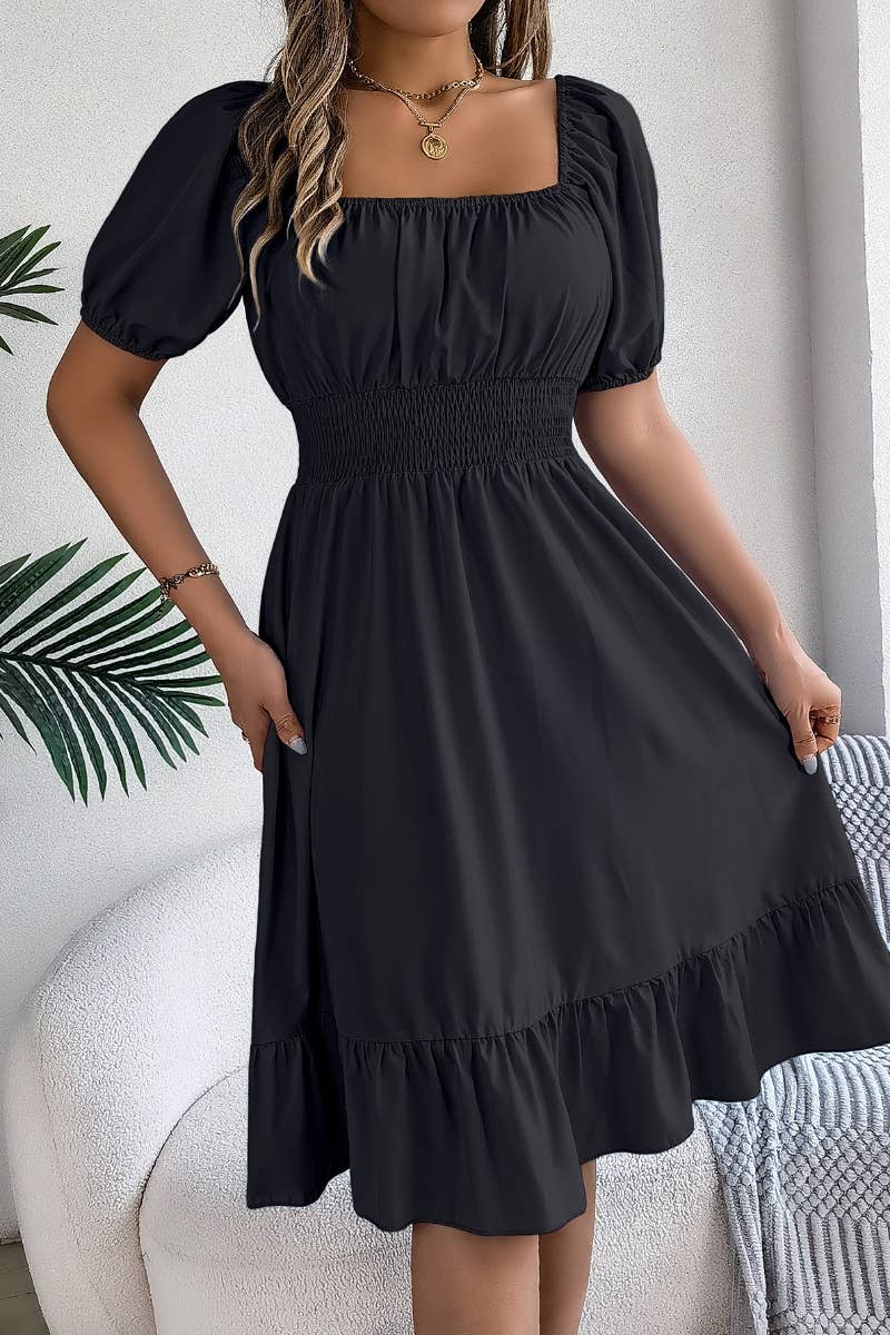 SQUARE NECK MIDI DRESS