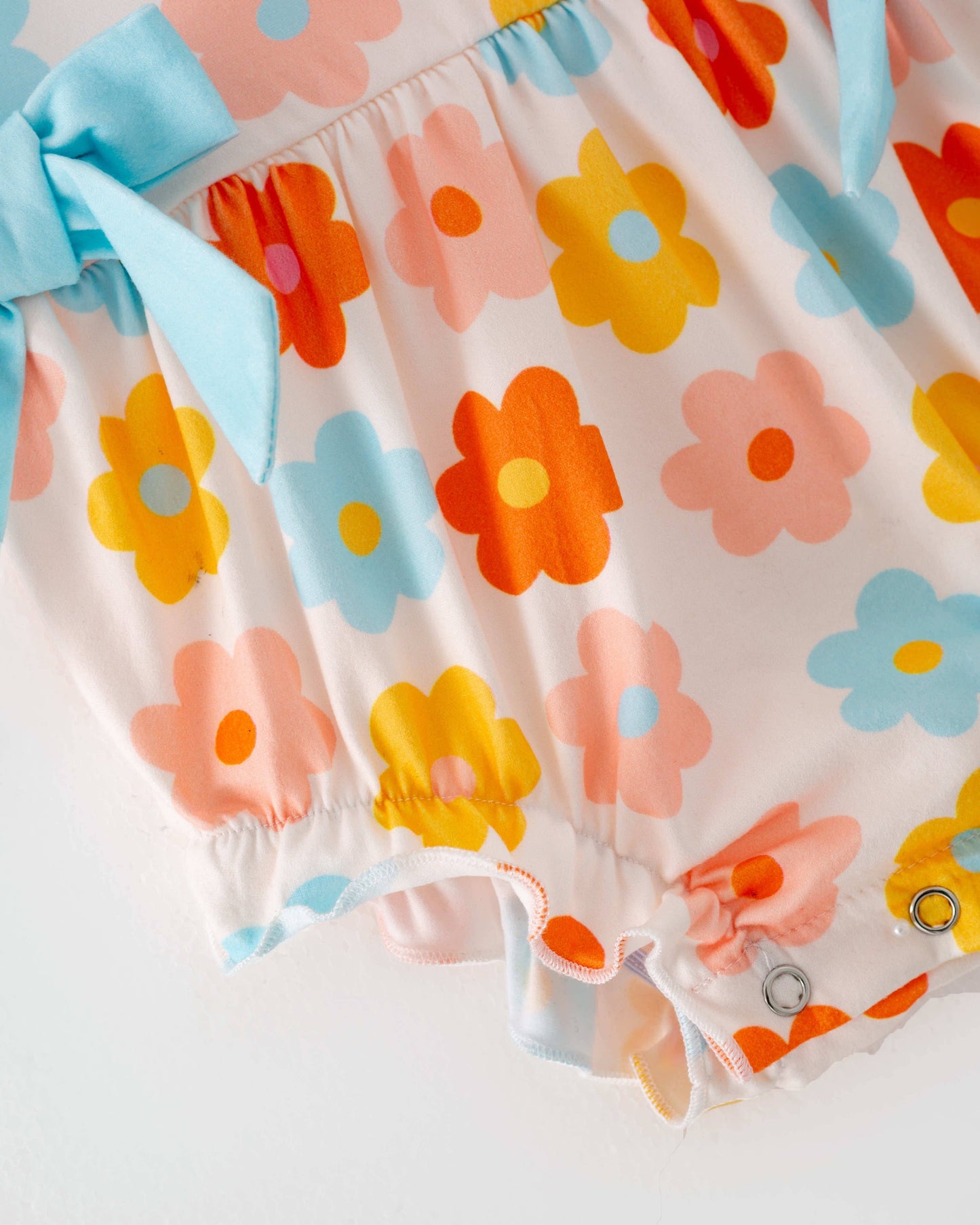 Multicolor Retro Flower Baby Girl Romper