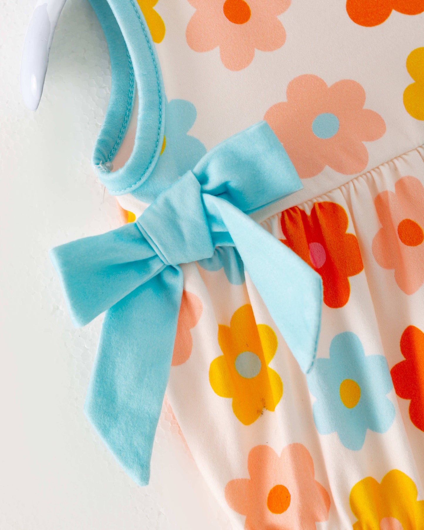 Multicolor Retro Flower Baby Girl Romper