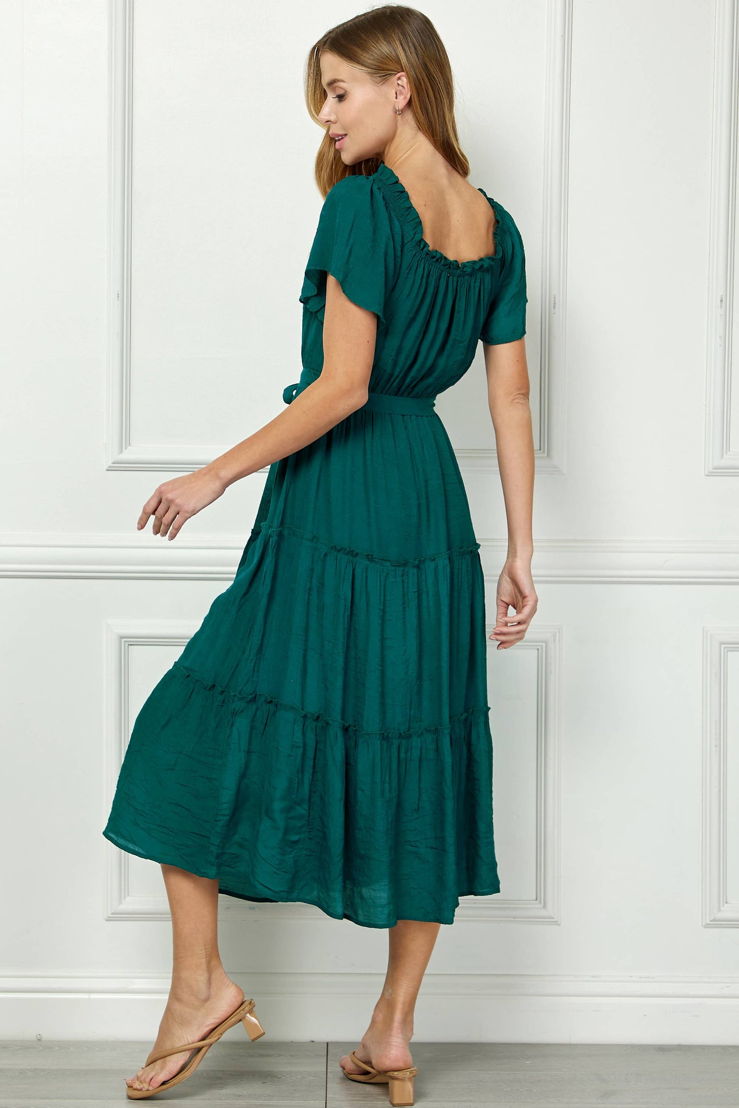 RUFFLE TIERED CROPPED MAXI WITH LINING