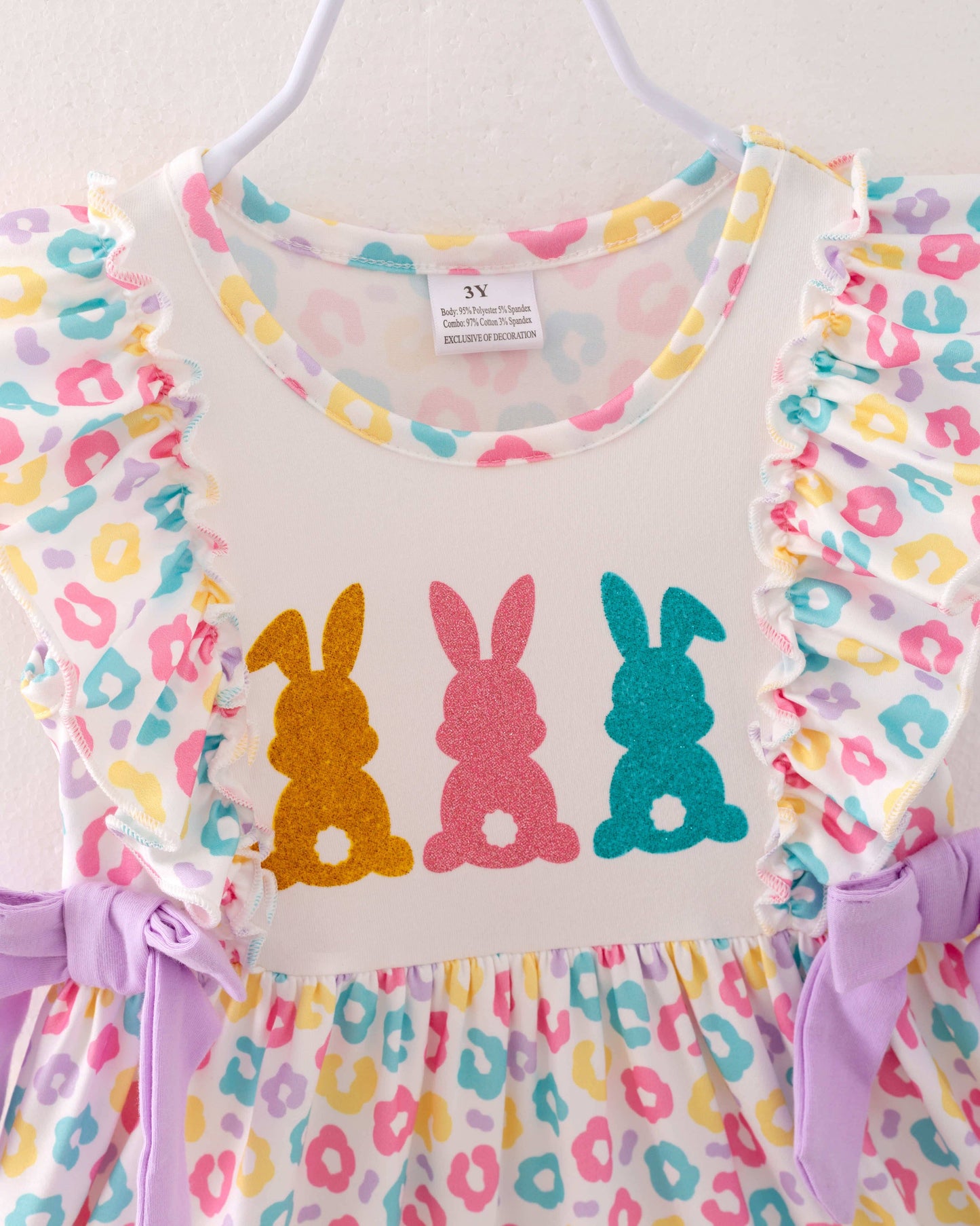Easter Purple Blue Leopard Rabbit Bunny Ruffle Girl Dress