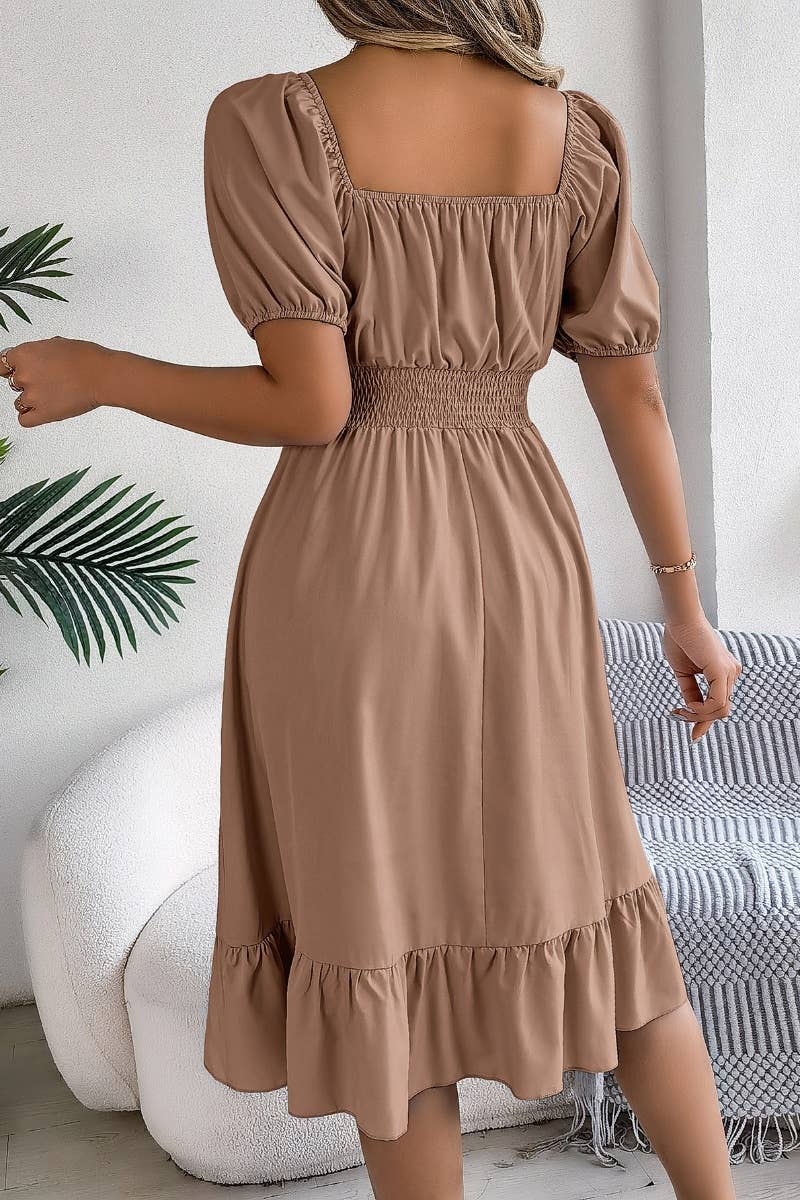 SQUARE NECK MIDI DRESS