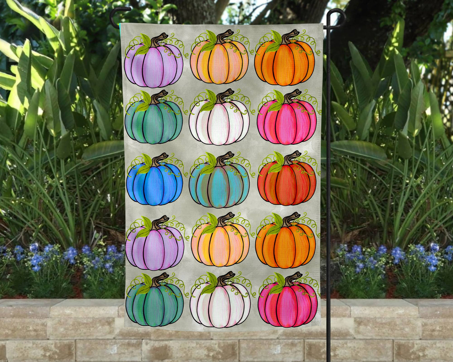 Garden Flag - Many Colorful Pumpkins