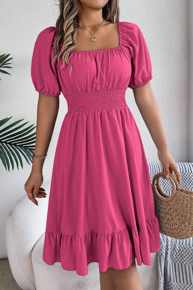 SQUARE NECK MIDI DRESS