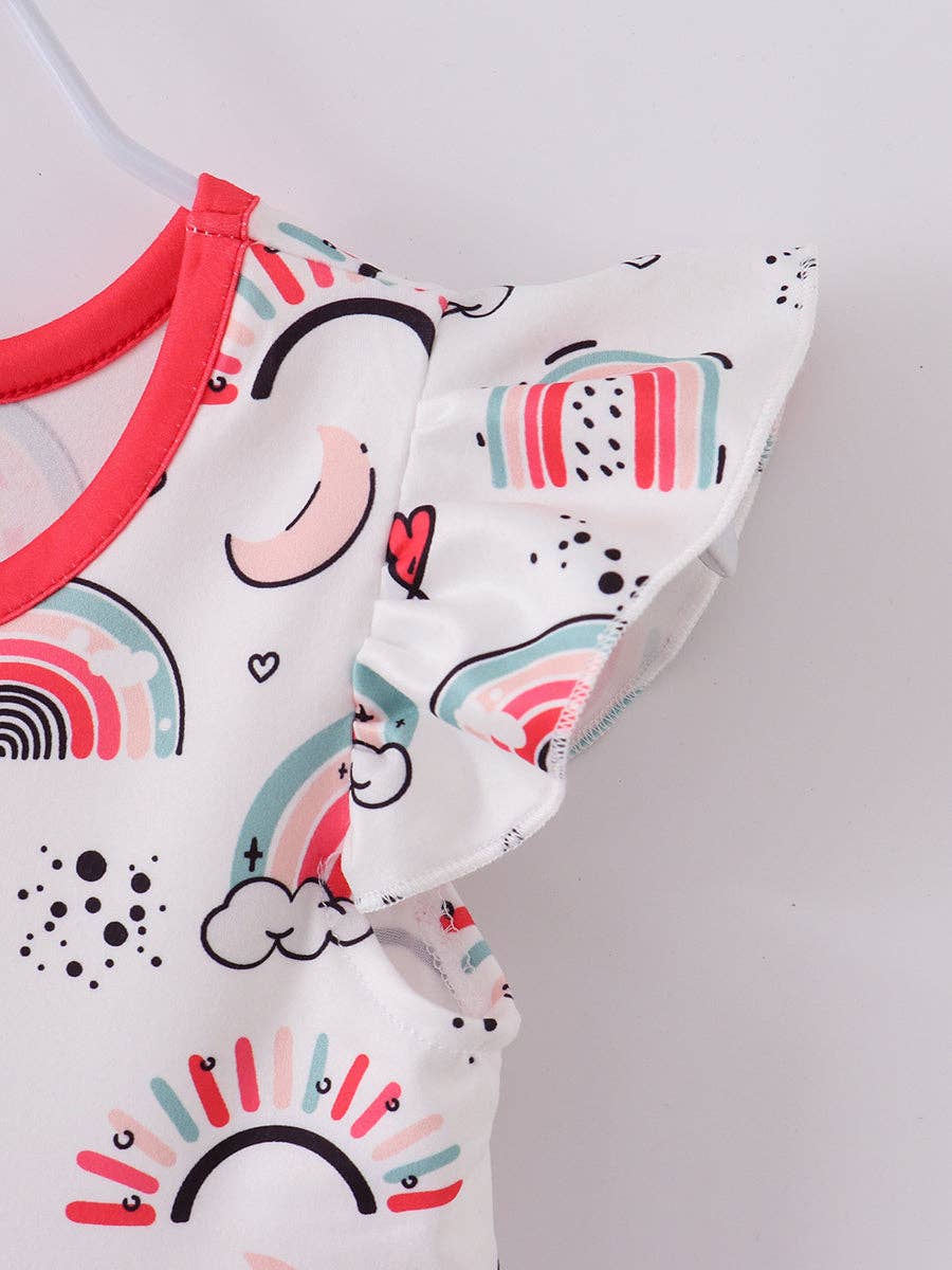 Retro Rainbow Ruffle Girl Dress