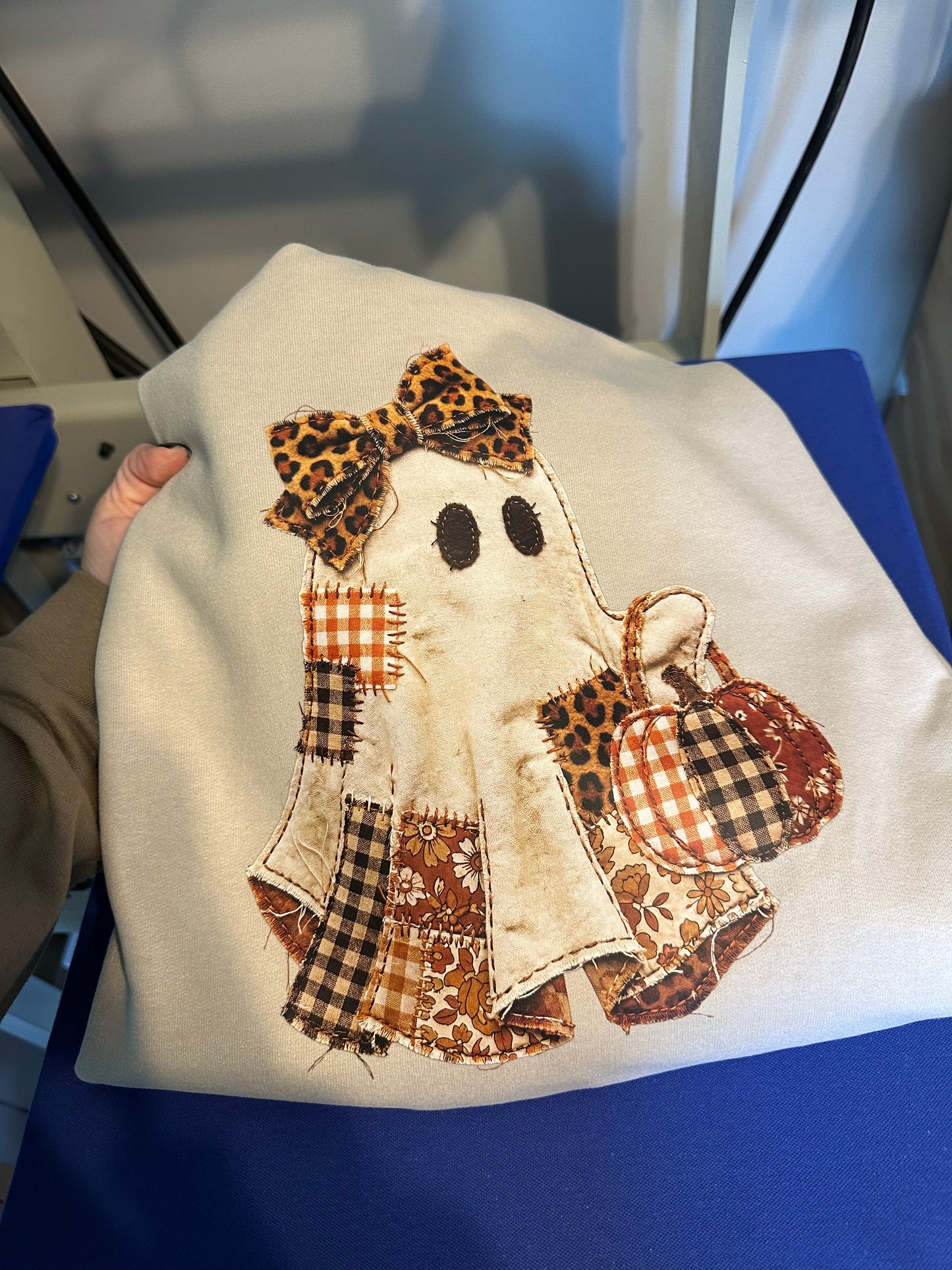 Patchwork Ghost Crewneck Sweatshirt