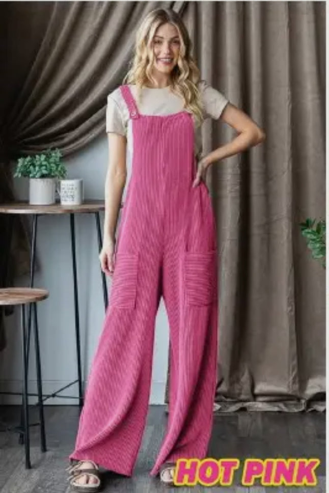 SOLID URBAN RIBBED JUMPSUITS