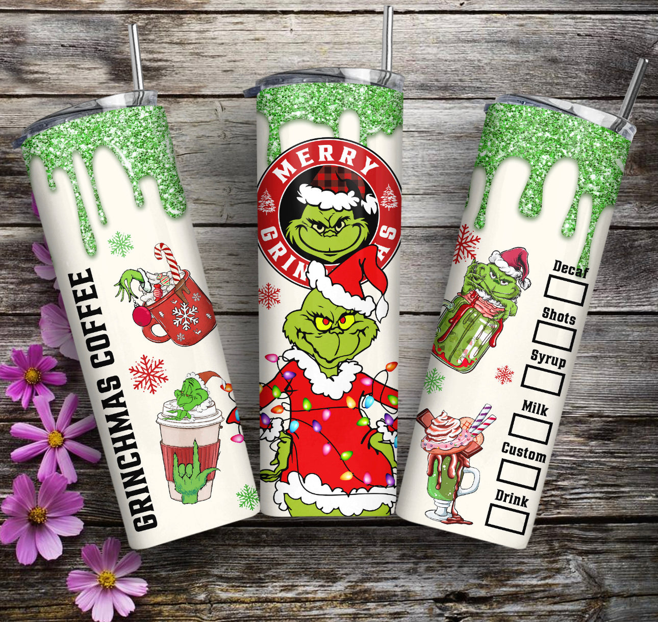 20oz. Tumbler Green Coffee Design