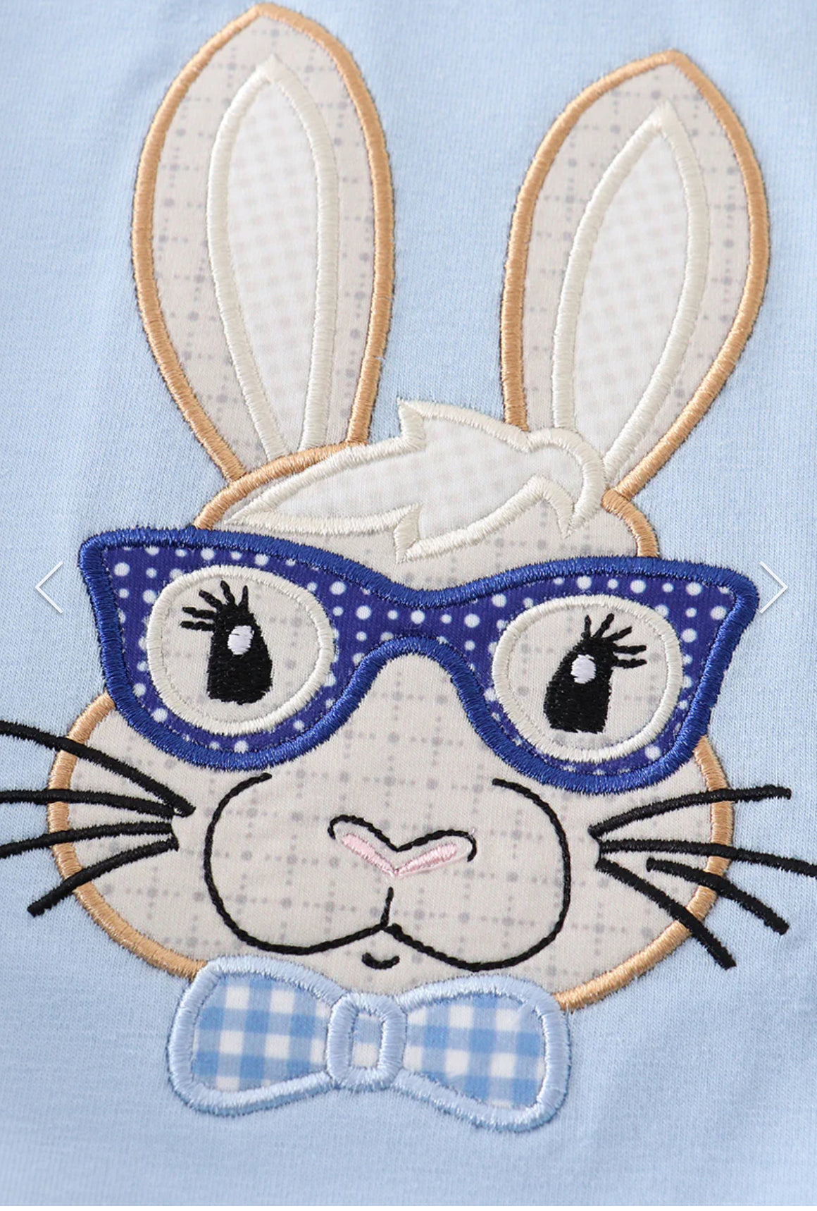 Blue plaid Easter Bunny with glasses Appliqué Boy Bubble