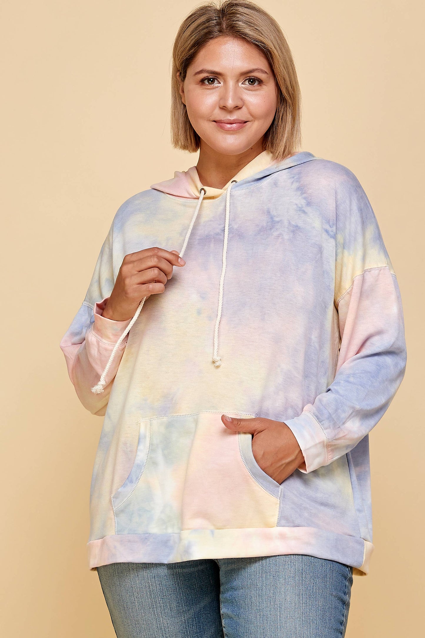 PLUS SIZE SORBET TIE DYE HOODIE