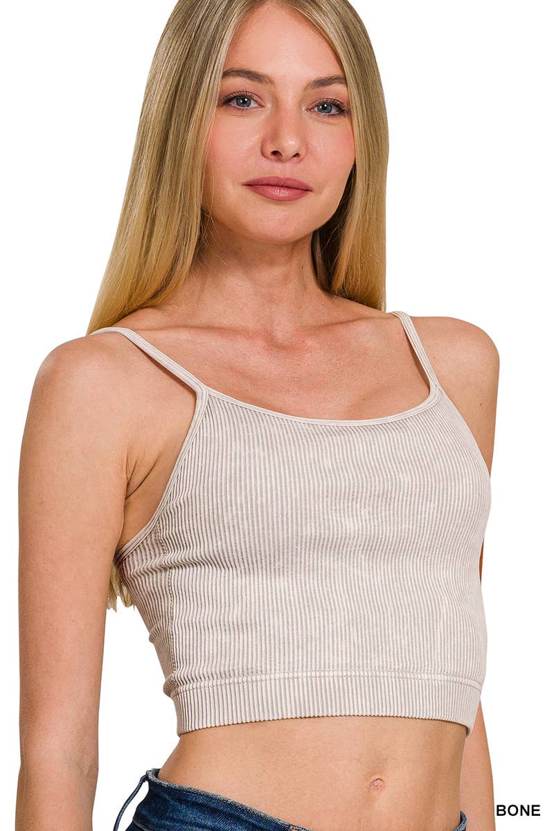 Stone Washed Ribbed Seamless Tank Top