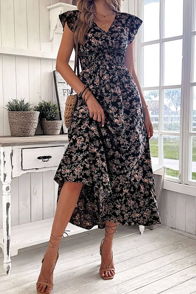 FRENCH STYLE FLORAL DRESS