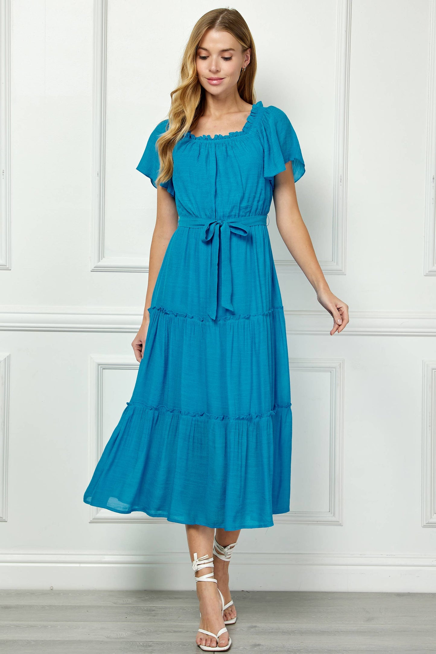 RUFFLE TIERED CROPPED MAXI WITH LINING